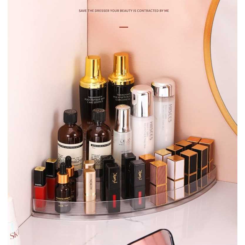 Shopclassy Transparent Acrylic Perfume Organizer 3-layer Ladder Tabletop perfume dresser cosmetics display storage Rack