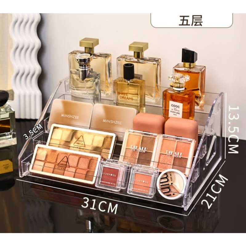 Shopclassyshop Acrylic Perfume organizer shelf tabletop storage box ladder cosmetics eyeshadow nail polish
