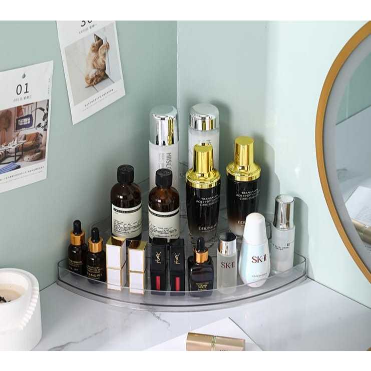 Shopclassy Transparent Acrylic Perfume Organizer 3-layer Ladder Tabletop perfume dresser cosmetics display storage Rack