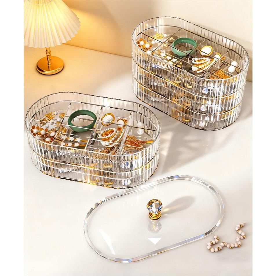 Shopclassyshop PET 2-layer portable Jewelry organizer storage box anti-oxidation for earrings necklaces accessories