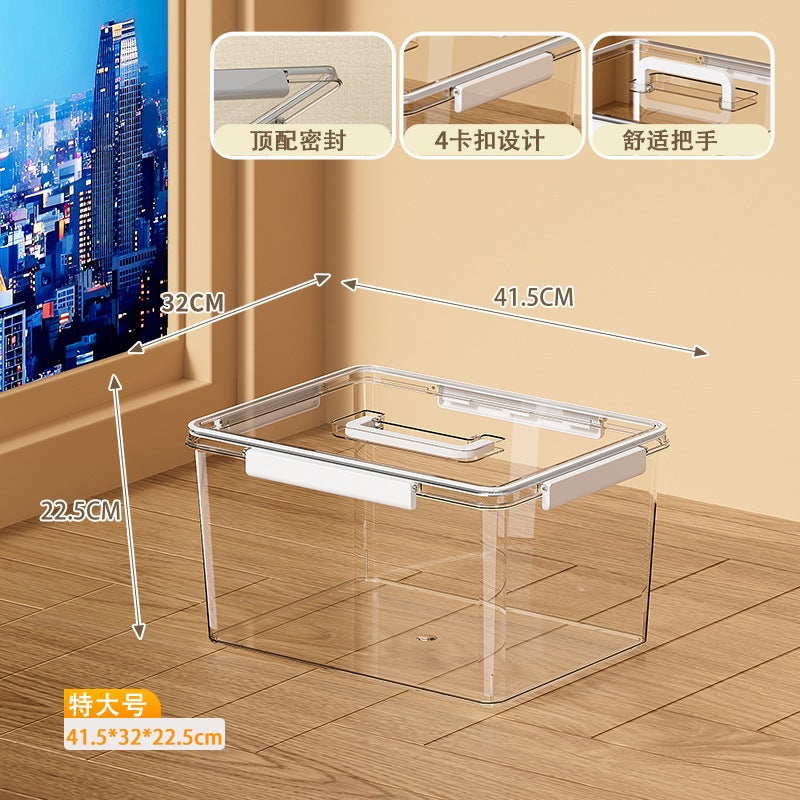 Shopclassyshop Transparent Dustproof Storage Box with Lid Large Capacity Desktop Cosmetic Organizer Storage Box