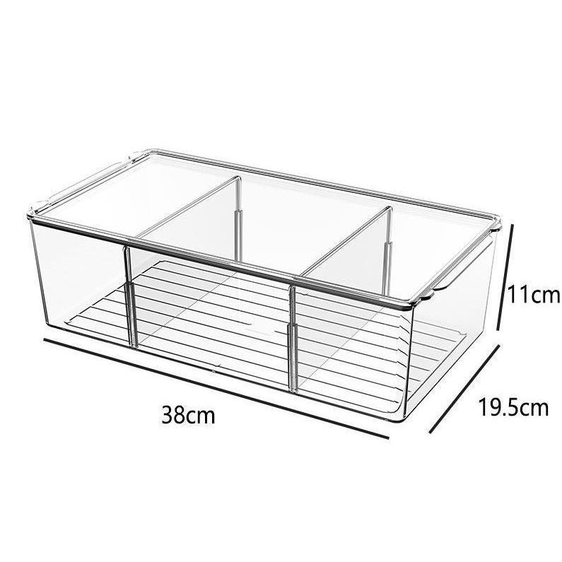 Shopclassyshop transparent PET Three-compartment large-capacity storage box desktop removable medicine organizer box