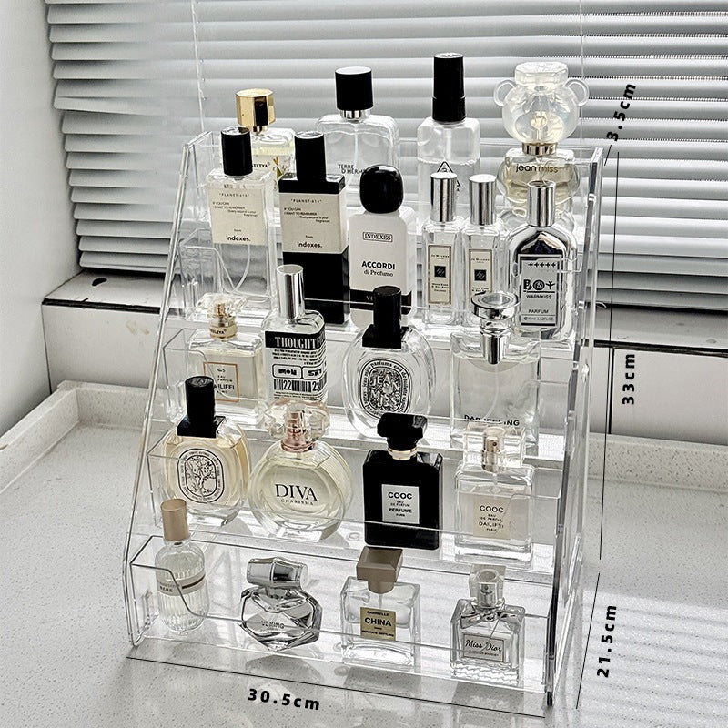 Shopclassyshop Acrylic mini bottle organizer display shelf ladder rack multi-layer perfume organizer steps case artifact