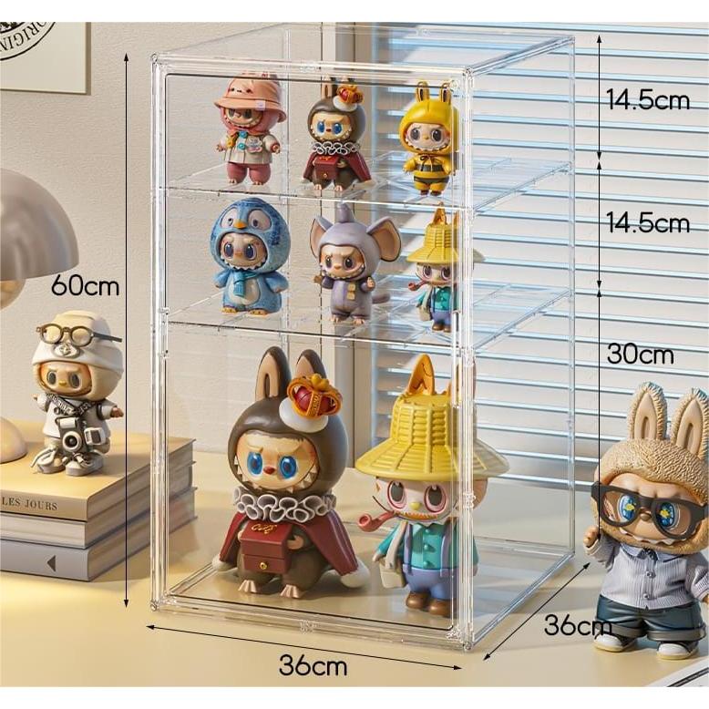 Shopclassyshop Acrylic Labubu Doll plush toy storage display box angel stackable doll dust-proof