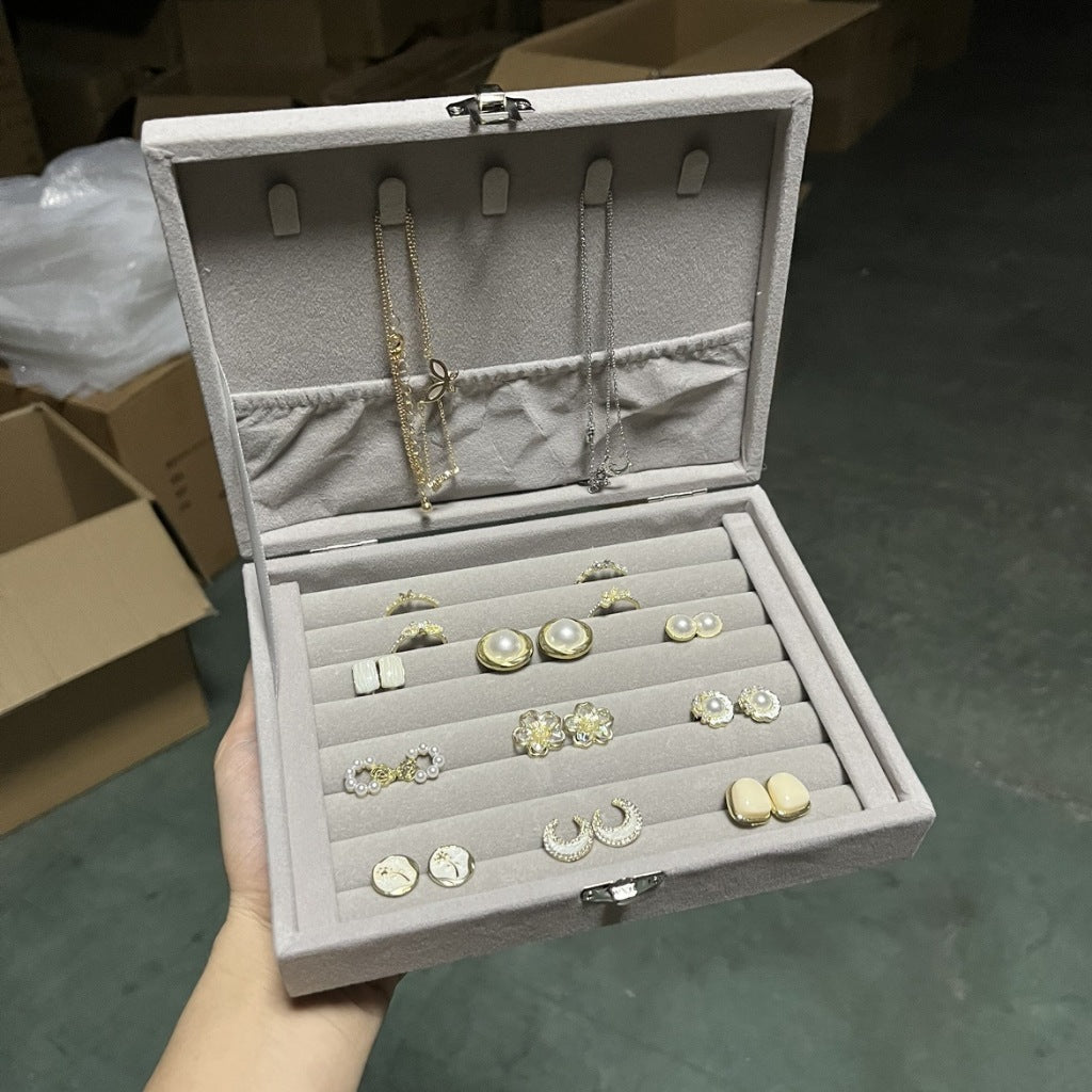 Shopclassyshop 45 Square Slots Exquisite transparent jewelry box drawer women's velvet ring earrings small grid