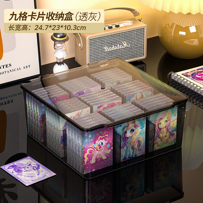 Shopclassyshop Transparent lid dust-proof and moisture-proof acrylic 9-grid storage box for Pokemon cards and beads